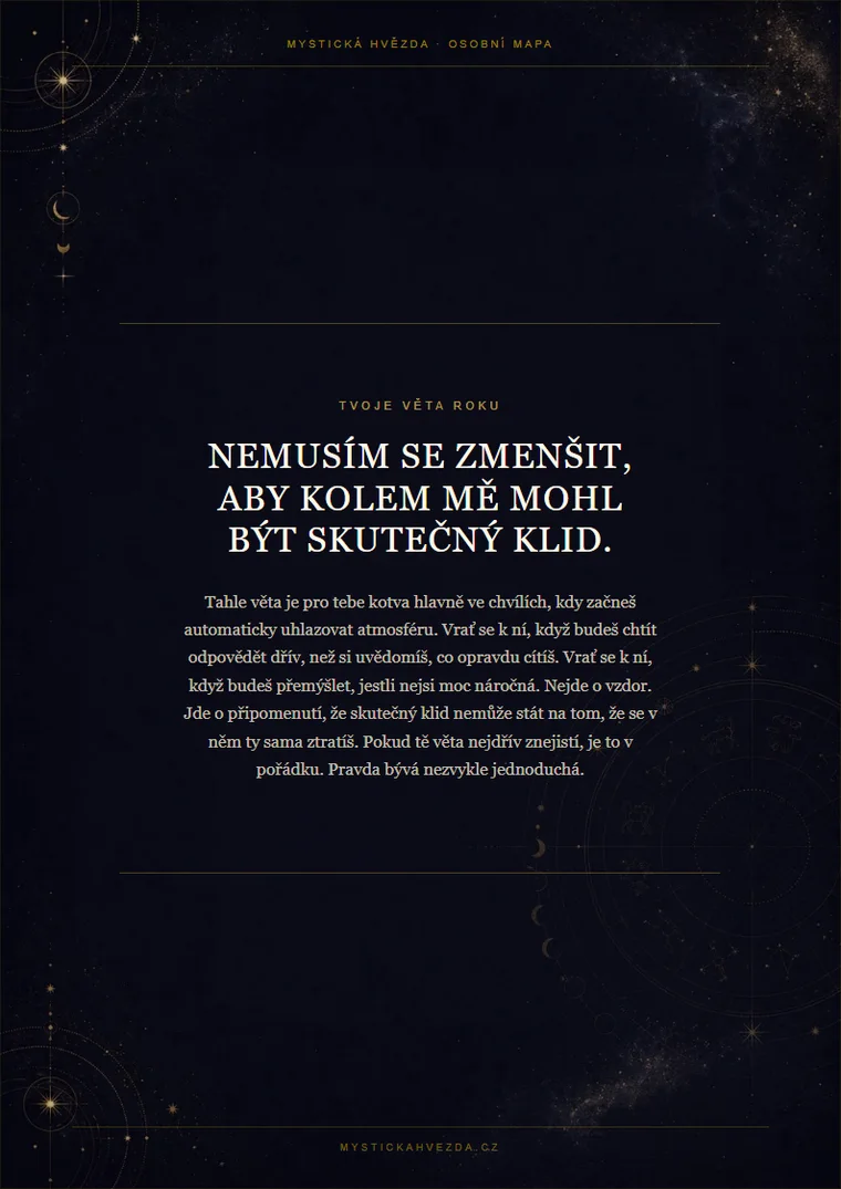 Náhled stránky s osobní větou roku