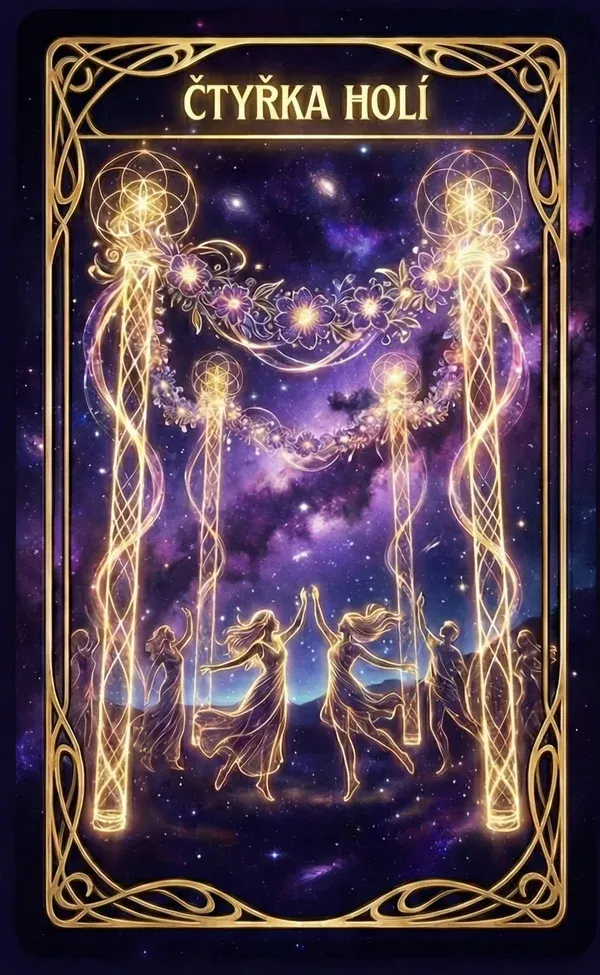 Čtyřka holí tarot karta