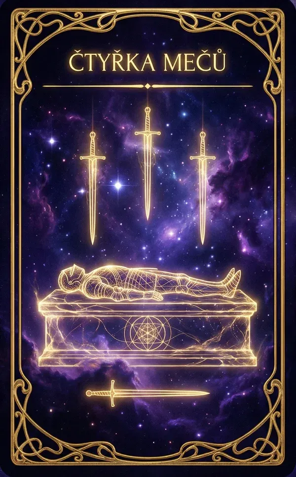 Čtyřka mečů tarot karta