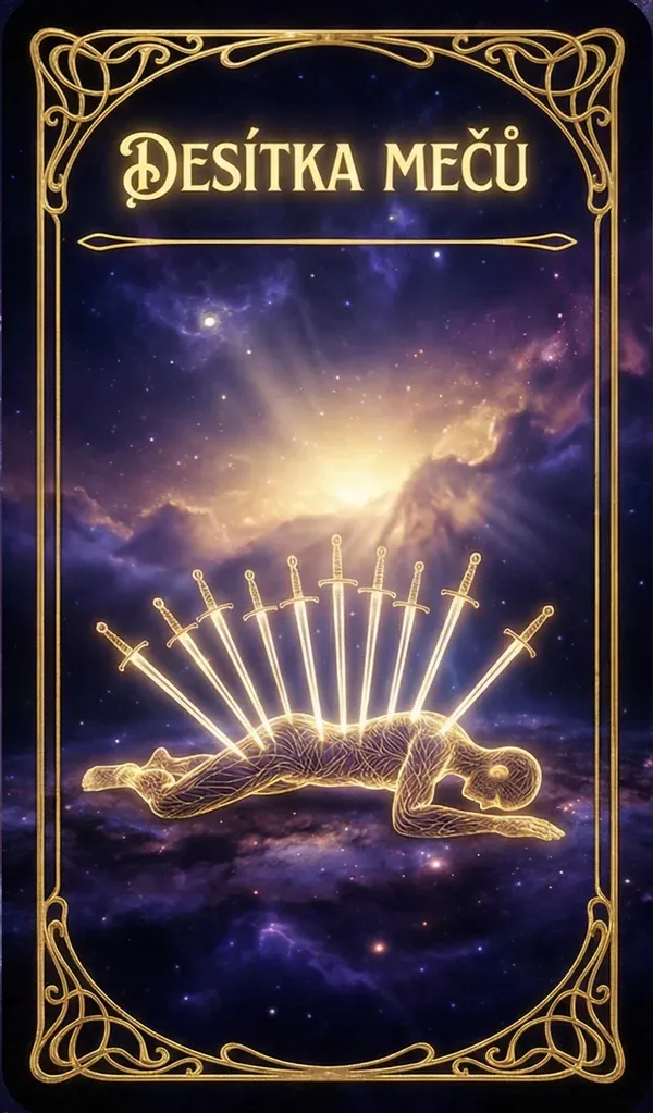 Desítka mečů tarot karta