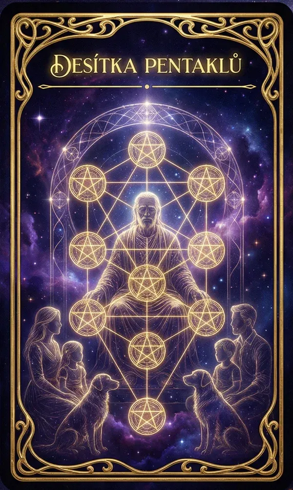Desítka pentáklů tarot karta