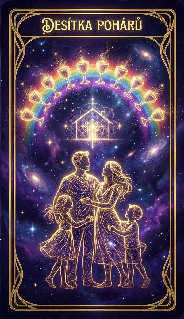 Desítka pohárů tarot karta