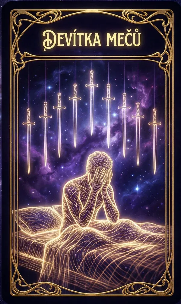 Devítka mečů tarot karta