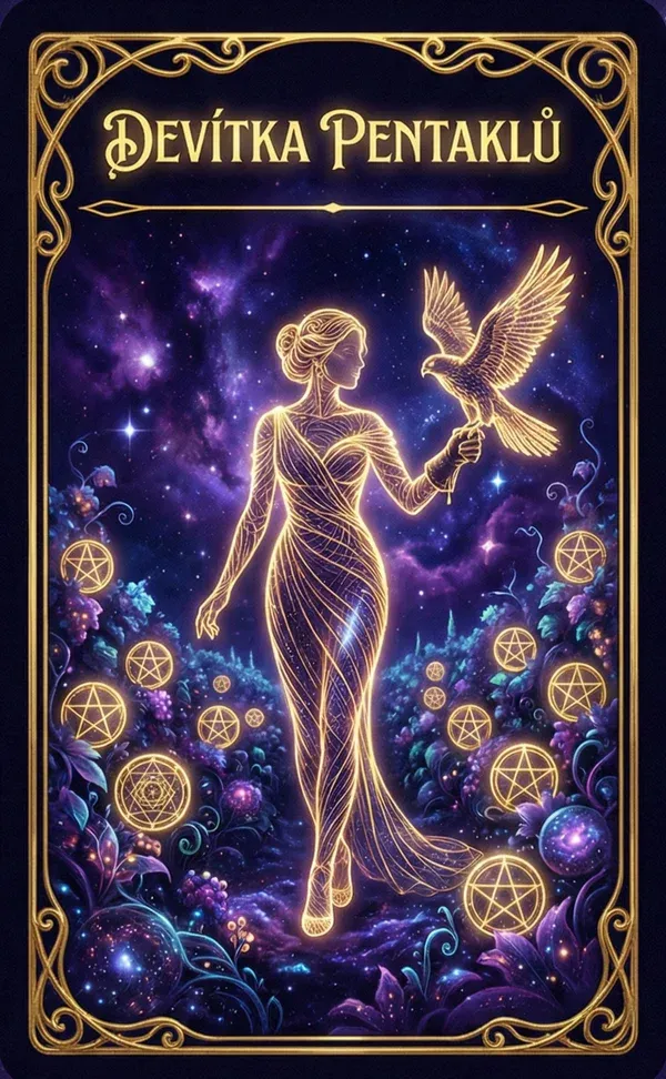 Devítka pentáklů tarot karta