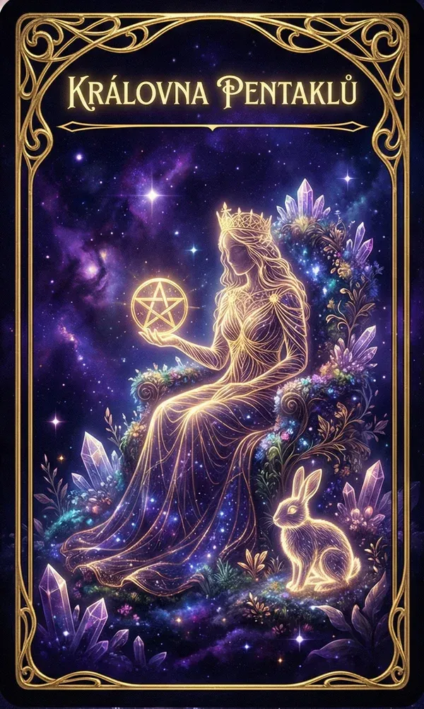 Královna pentáklů tarot karta