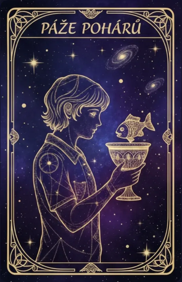 Páže pohárů tarot karta