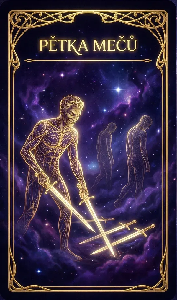 Pětka mečů tarot karta