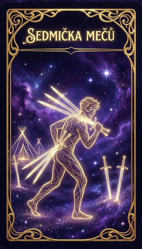 Sedmička mečů tarot karta