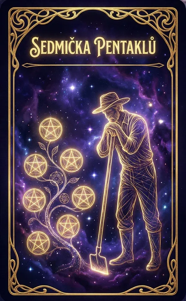 Sedmička pentáklů tarot karta