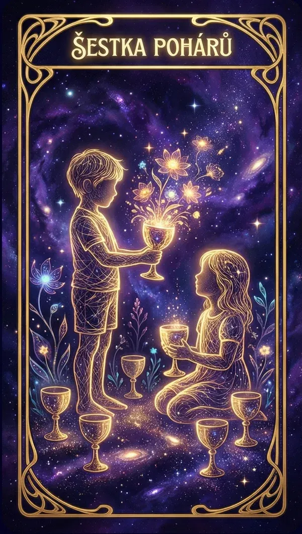 Šestka pohárů tarot karta