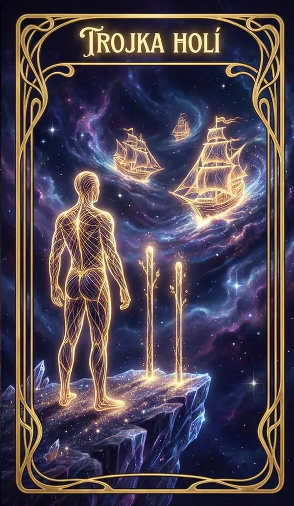 Trojka holí tarot karta