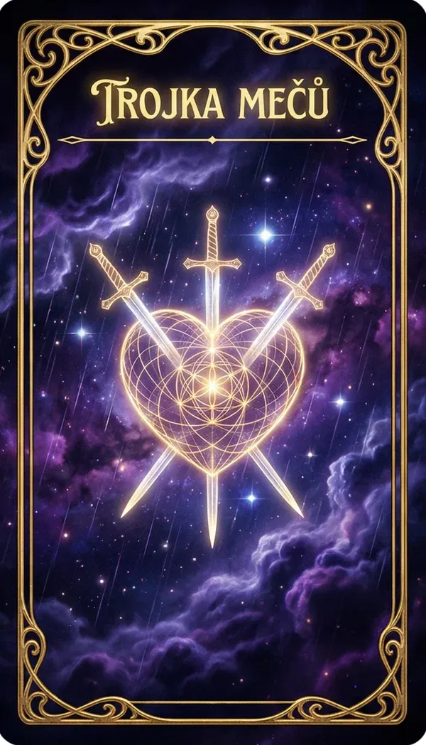 Trojka mečů tarot karta