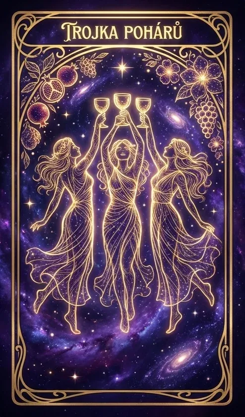 Trojka pohárů tarot karta